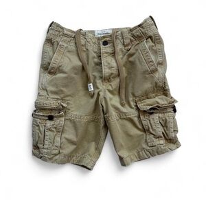 Men’s Vintage Y2K Abercrombie & Fitch Khaki Paratrooper Cargo Shorts Size 28